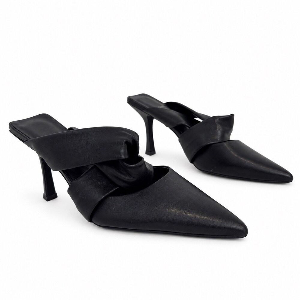Jeffrey Campbell Black Pointed Toe Twist Knot Mule Heels Women’s Size 9.5